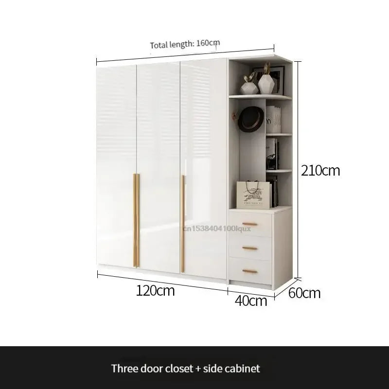 Modern Bedroom Wardrobe In White Cabinets Including Versatile Storage UV Board Nordic Furniture Combination Home Luxury Closet