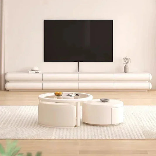 White Tv Stand Modern Living Room Luxury Simple French Small Apartment Floor Tv Cabinet Aesthetic Soporte Tv De Pie Furniture