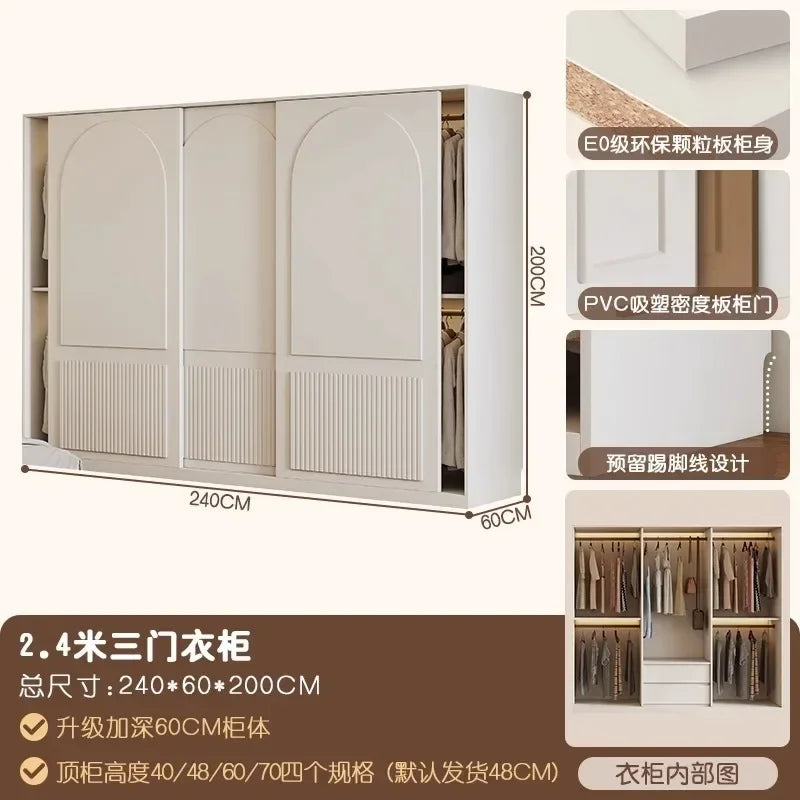 Luxury Orgnizer Freestanding Wardrobes Storage Closet Women  Essentials Sliding Door Cabinets Wardrobe Organizer White Furniture